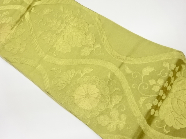 立涌に菊・桐模様織出し袋帯